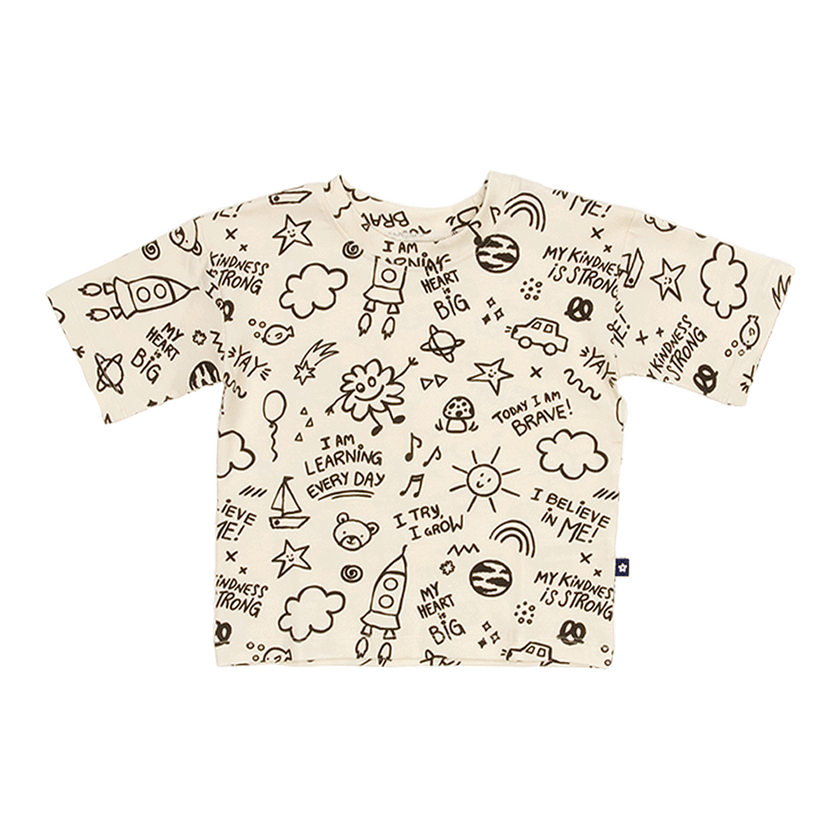 Everyday Crew Neck Tee in Cool Doodles