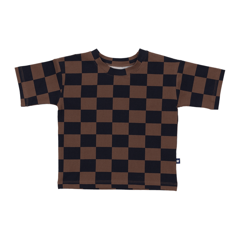 Everyday Crew Neck Tee in Cocoa Check
