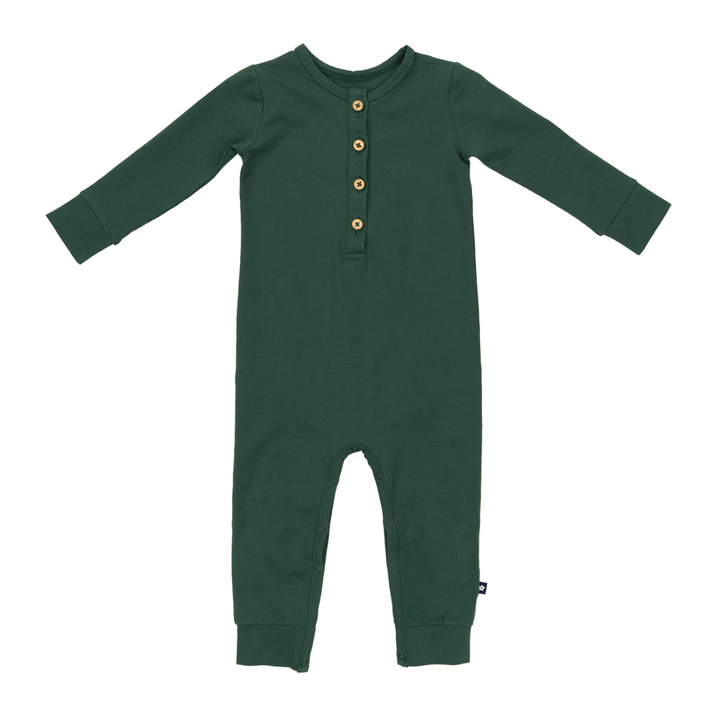 Long Sleeve Henley Romper in Forest Moss