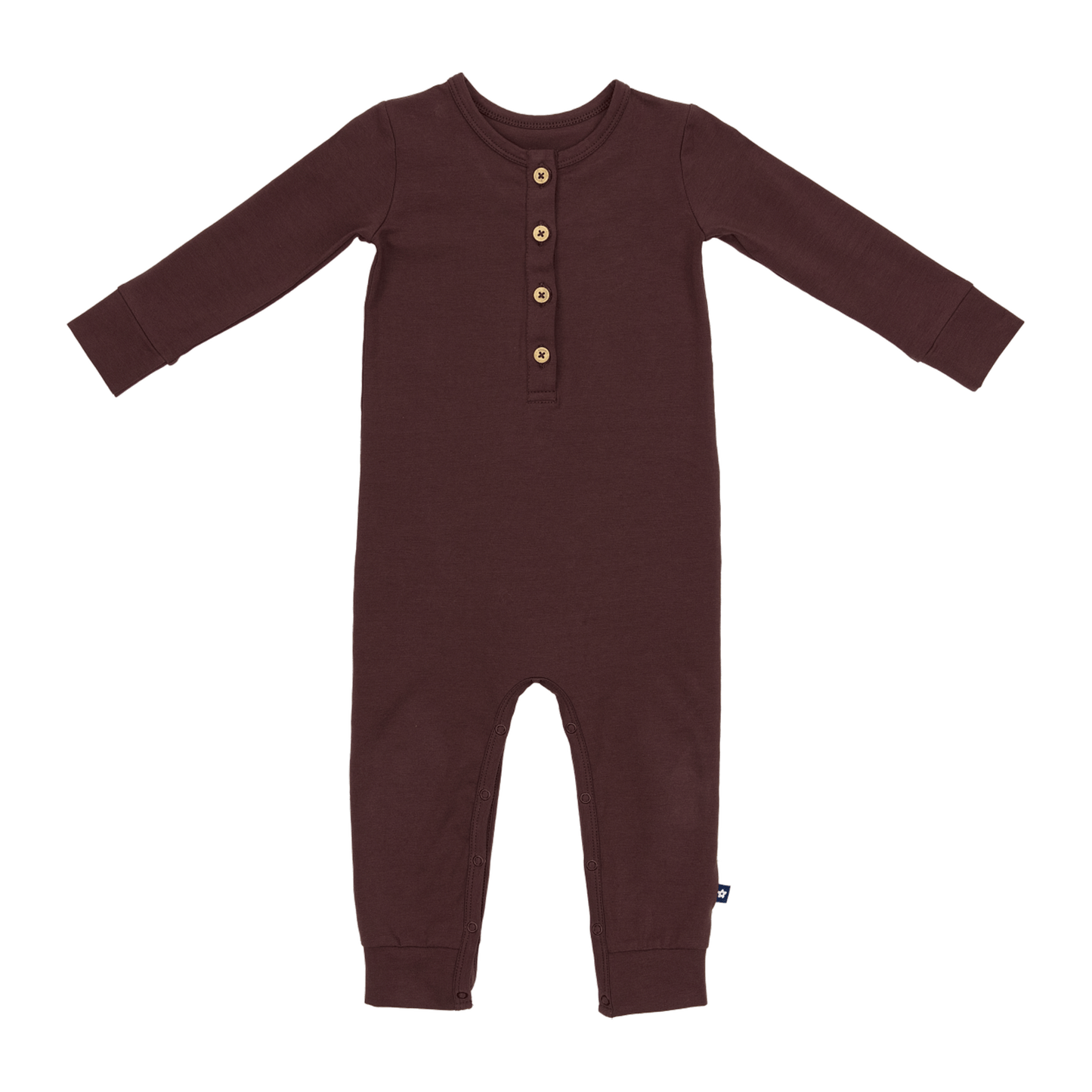Long Sleeve Henley Romper in Truffle