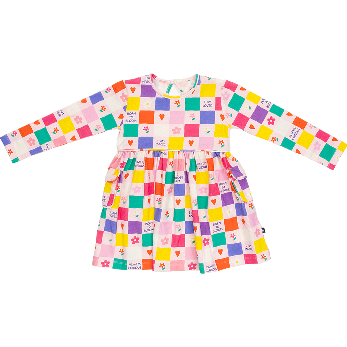 Long sleeve Skater Dress with Pockets in Positive Badges