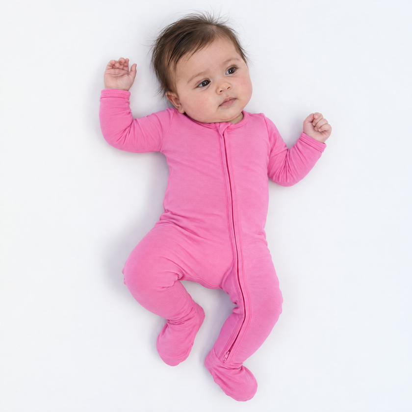Zip Footie in Rose