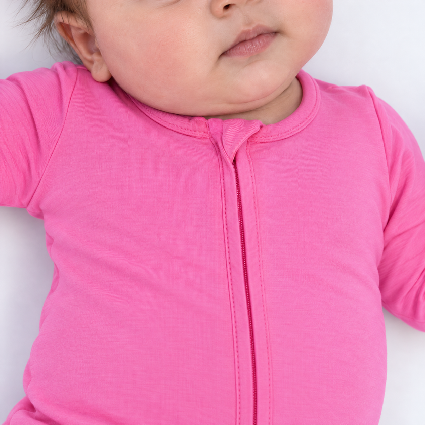 Zip Footie in Rose