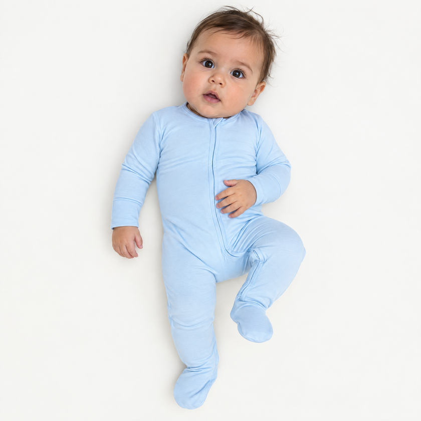 Zip Footie in Sky Blue