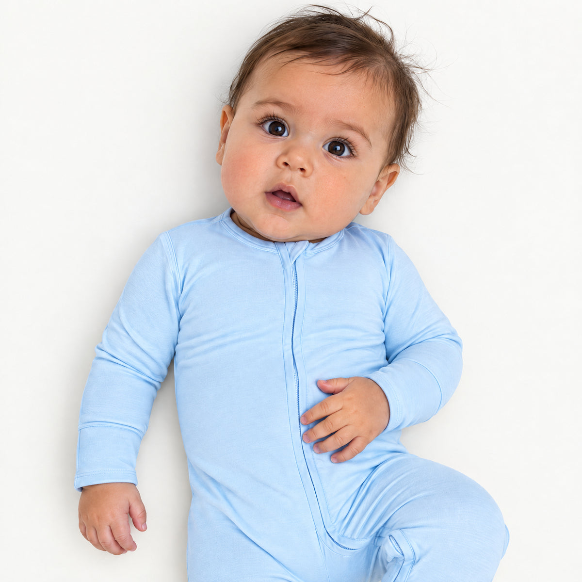 Zip Footie in Sky Blue