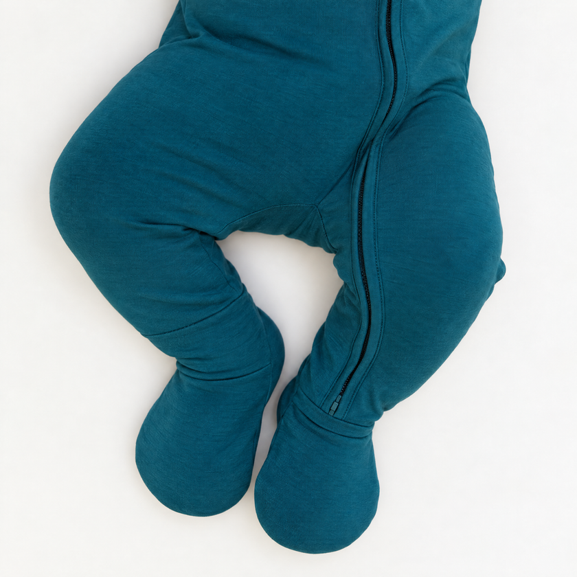 Zip Footie in Teal