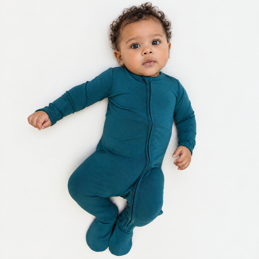 Zip Footie in Teal
