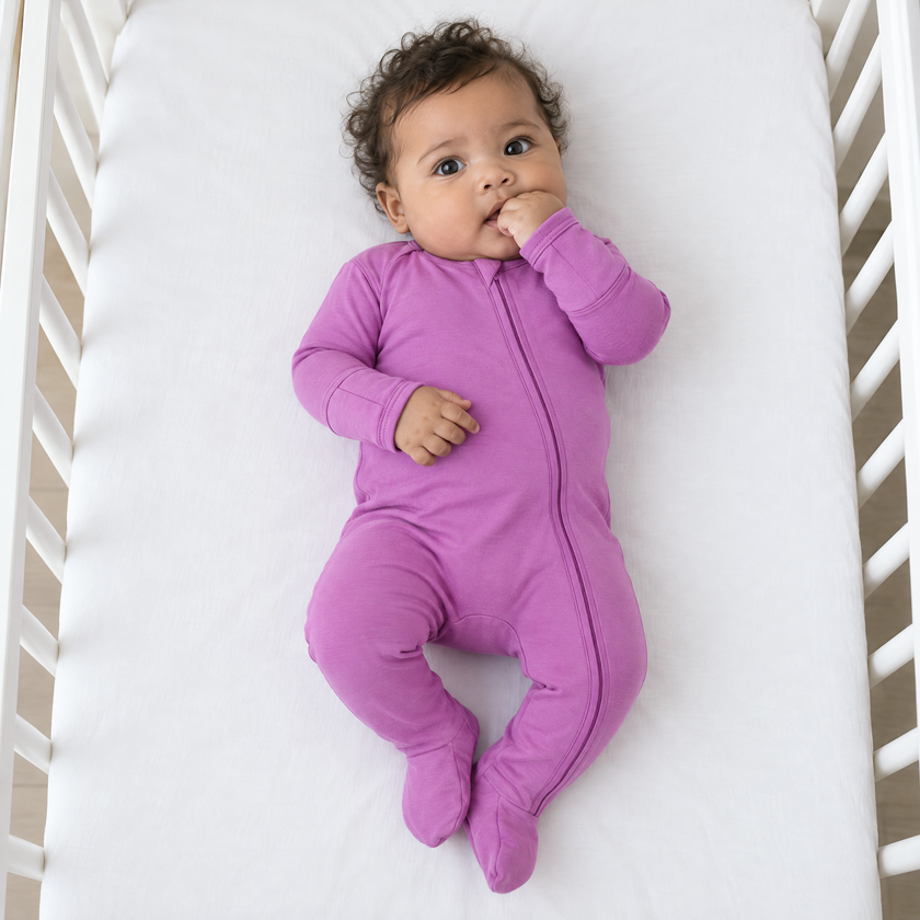 Zip Footie in Deep Mauve