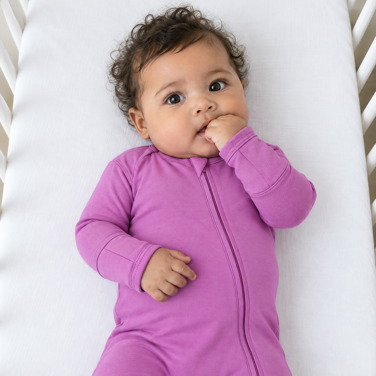 Zip Footie in Deep Mauve