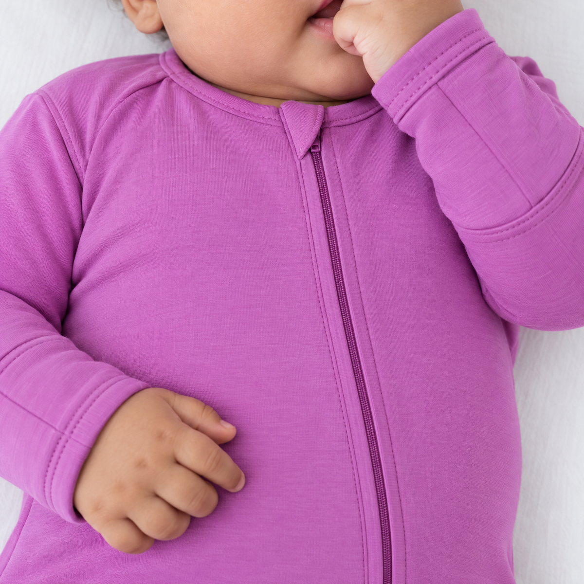 Zip Footie in Deep Mauve