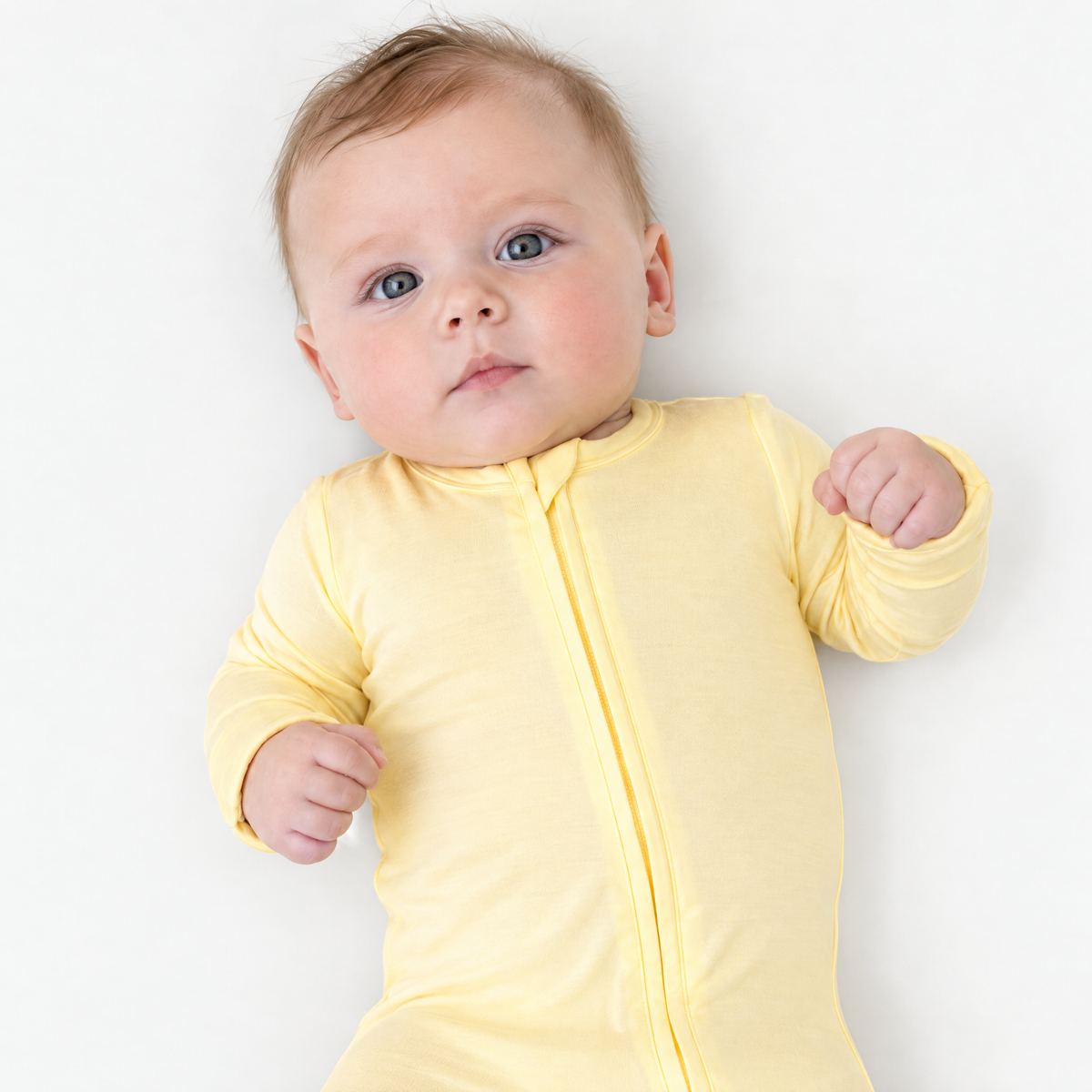 Zip Footie in Pale Yellow
