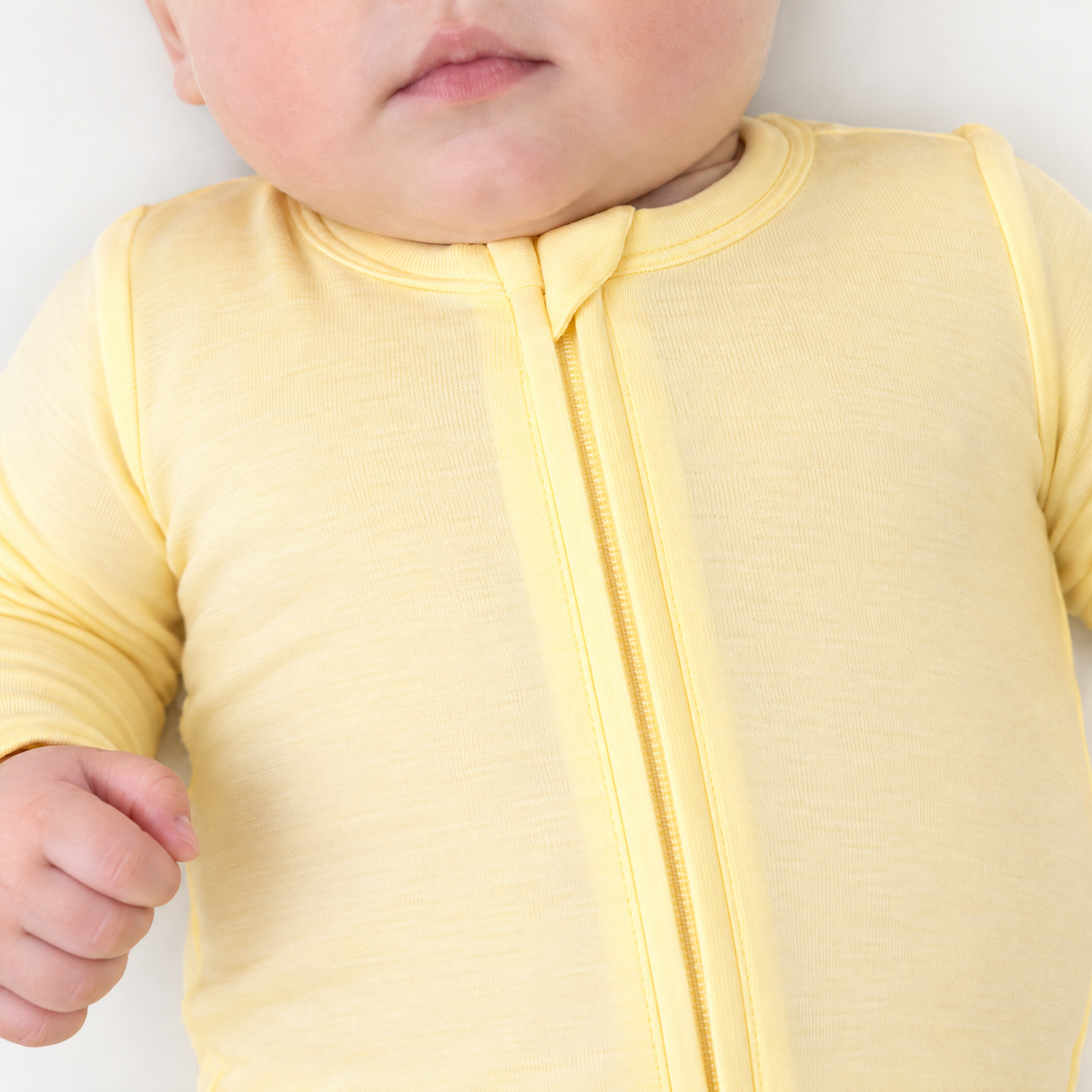 Zip Footie in Pale Yellow