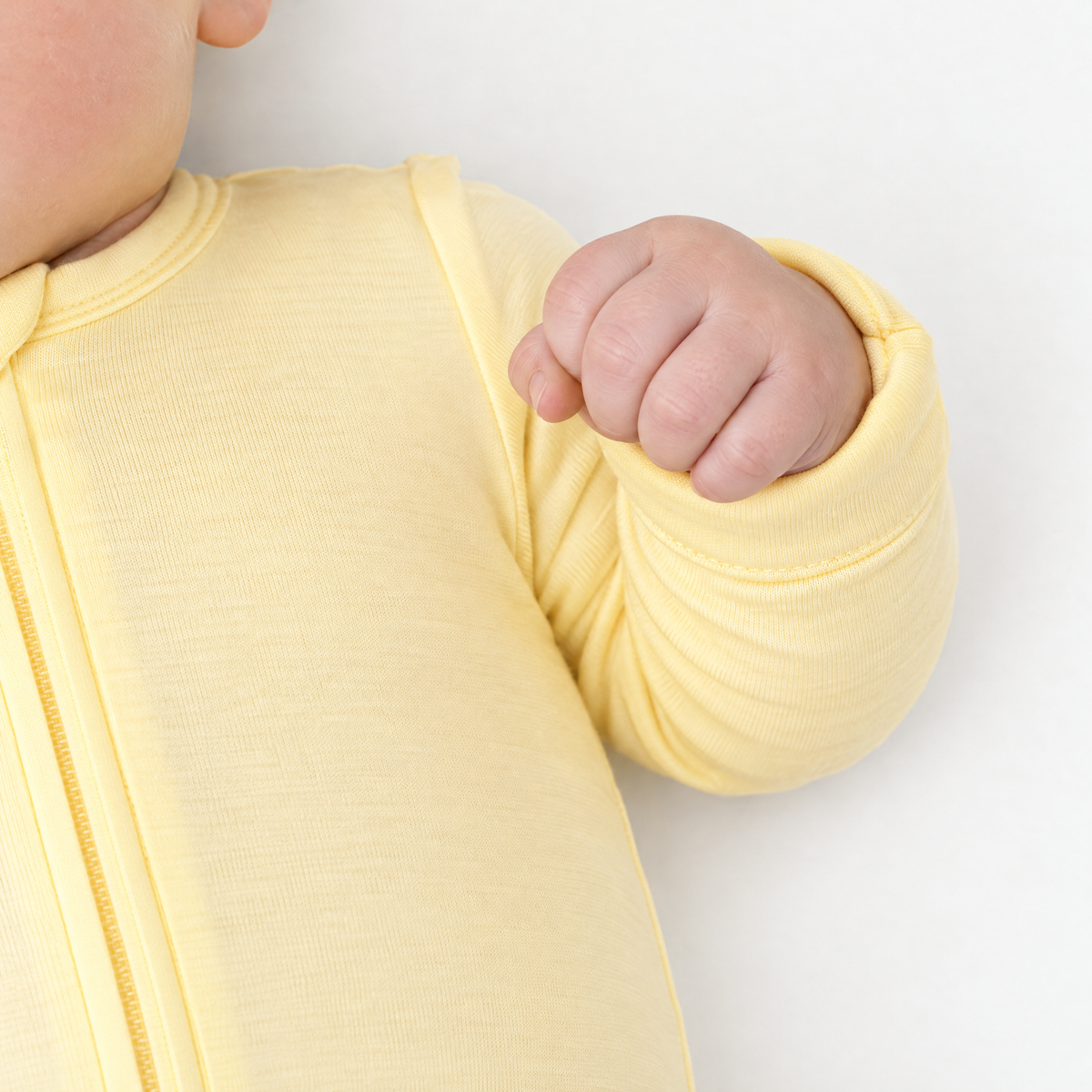 Zip Footie in Pale Yellow