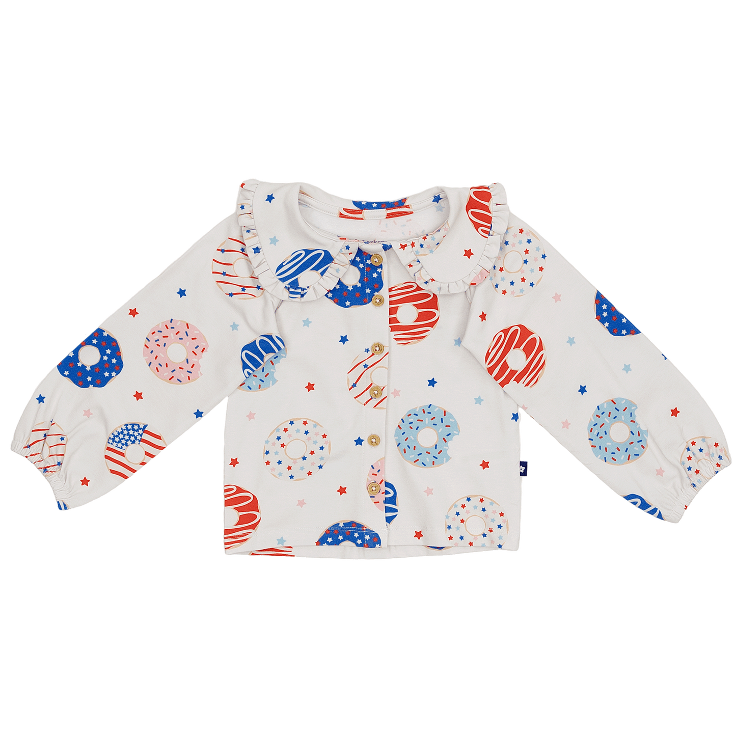 Collared Button Up Shirt in Stars, Stripes and Snacks