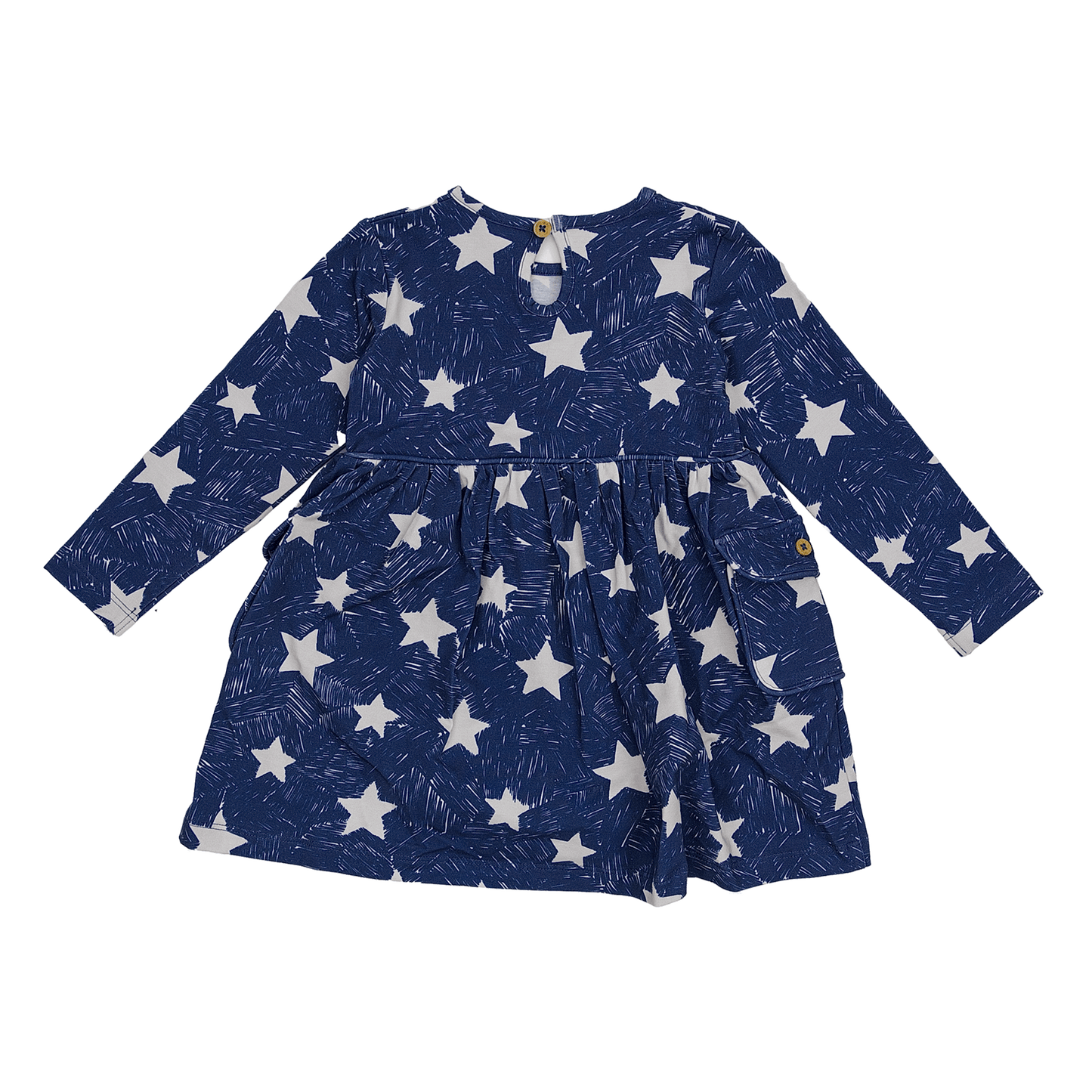 Long sleeve Skater Dress with Pockets in Sky Sparks