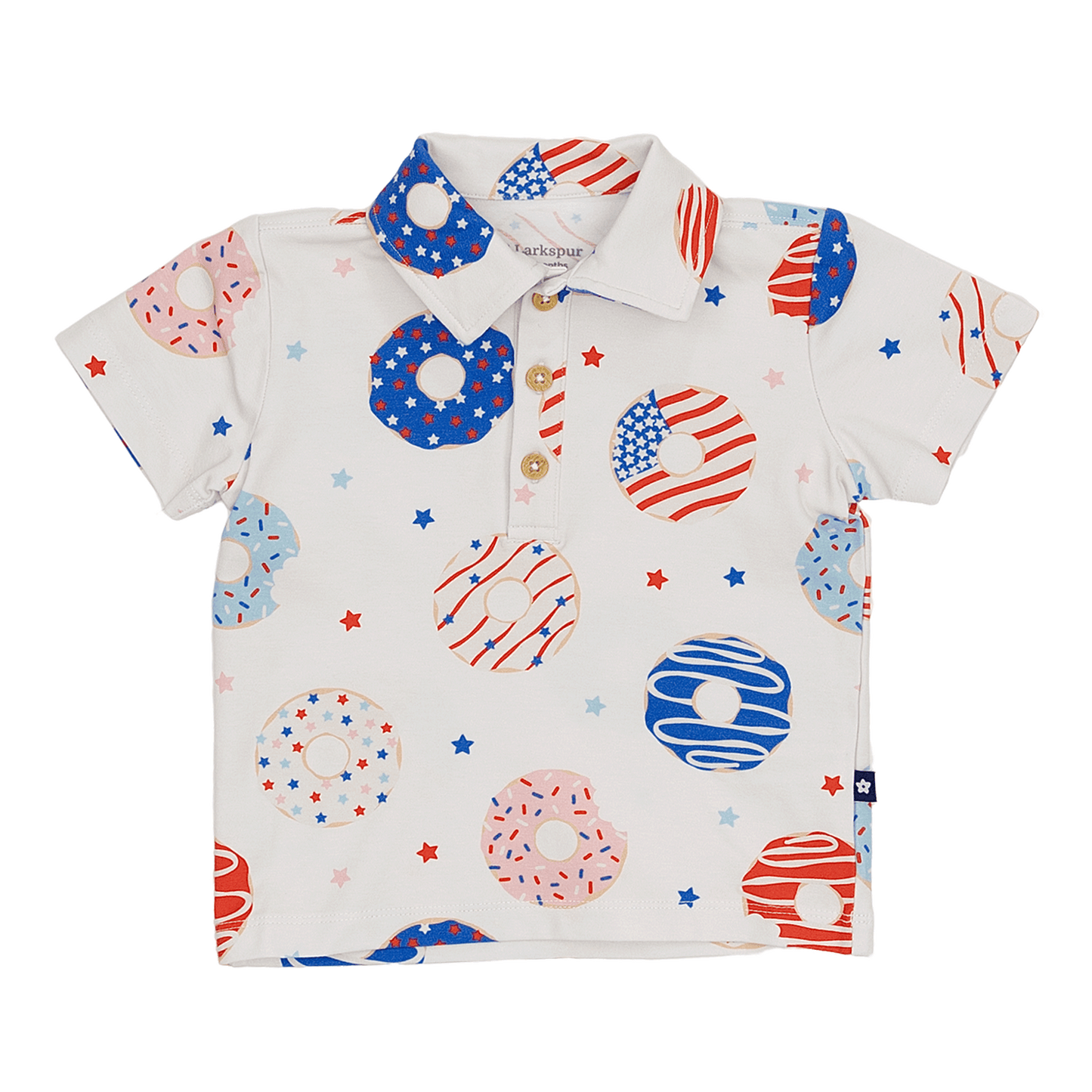 Toddler Short Sleeve Polo in Stars, Stripes and Snacks