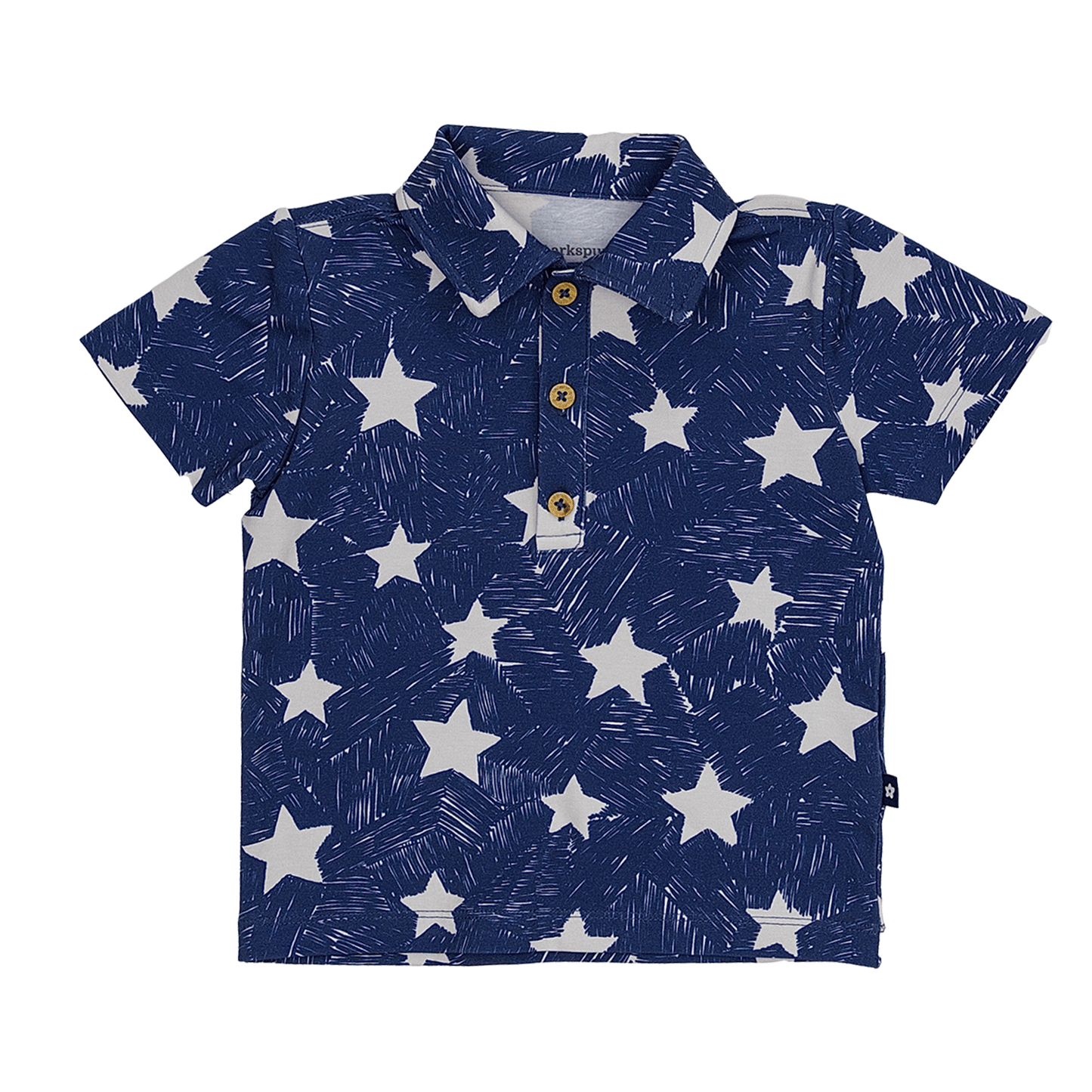 Toddler Short Sleeve Polo in Sky Sparks