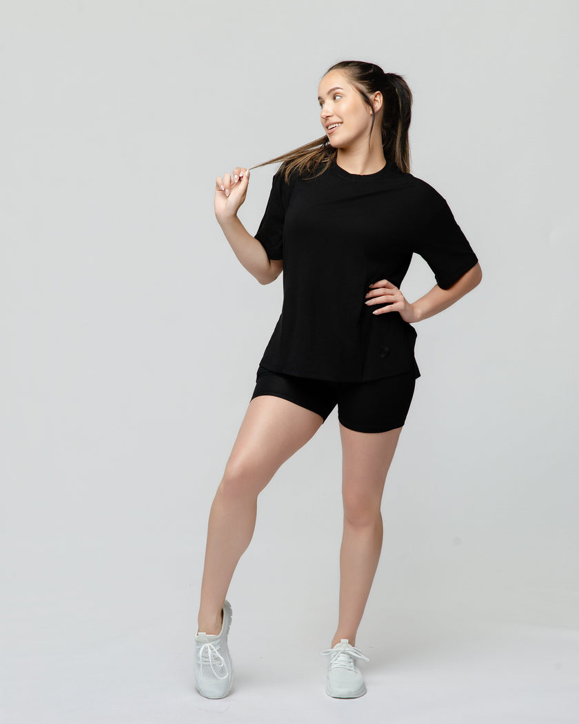 Cloud Lounge Short Set in Onyx Black