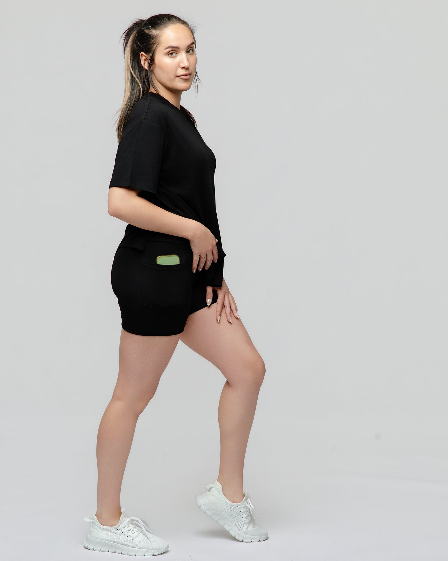 Cloud Lounge Short Set in Onyx Black