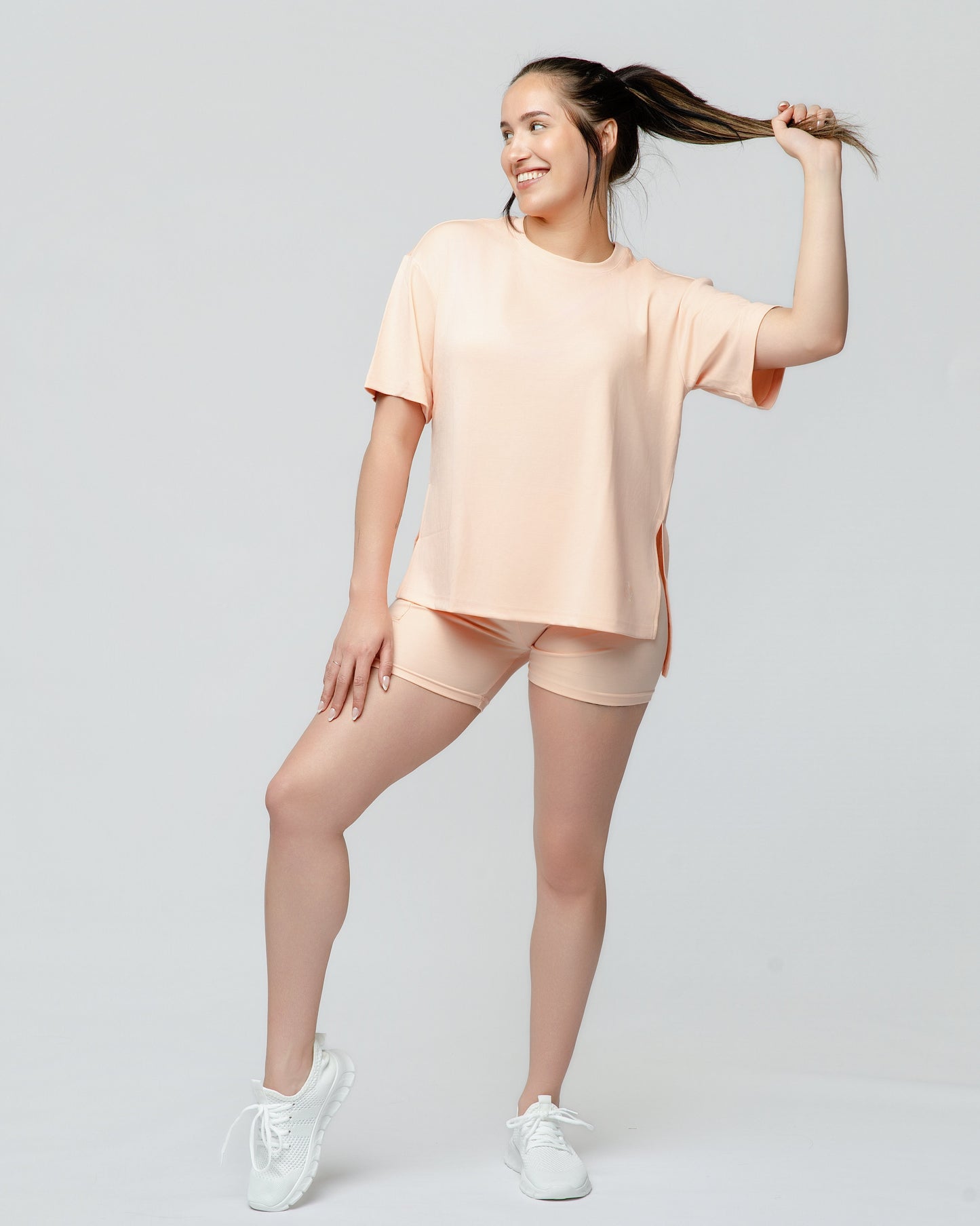 Cloud Lounge Short Set in Peach