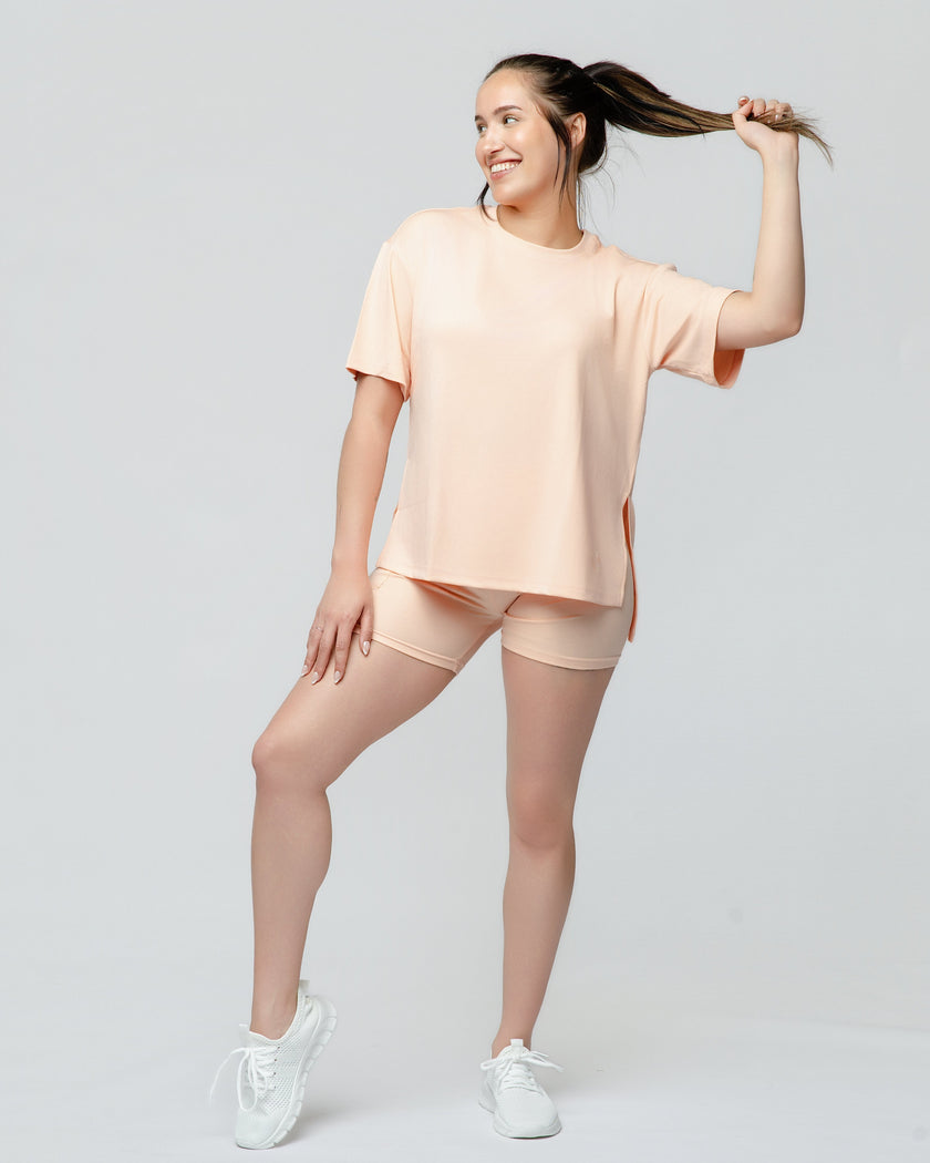 Cloud Lounge Short Set in Peach