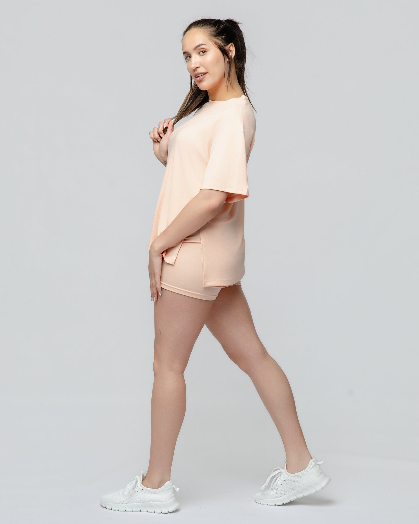 Cloud Lounge Short Set in Peach