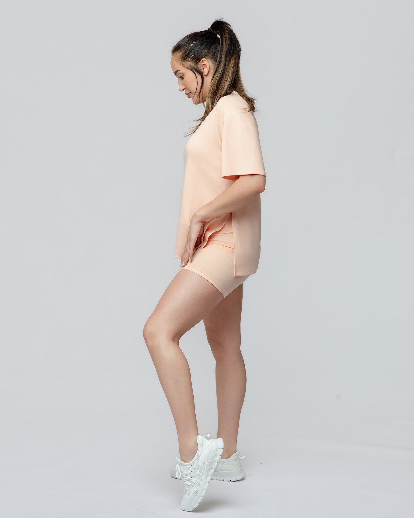 Cloud Lounge Short Set in Peach