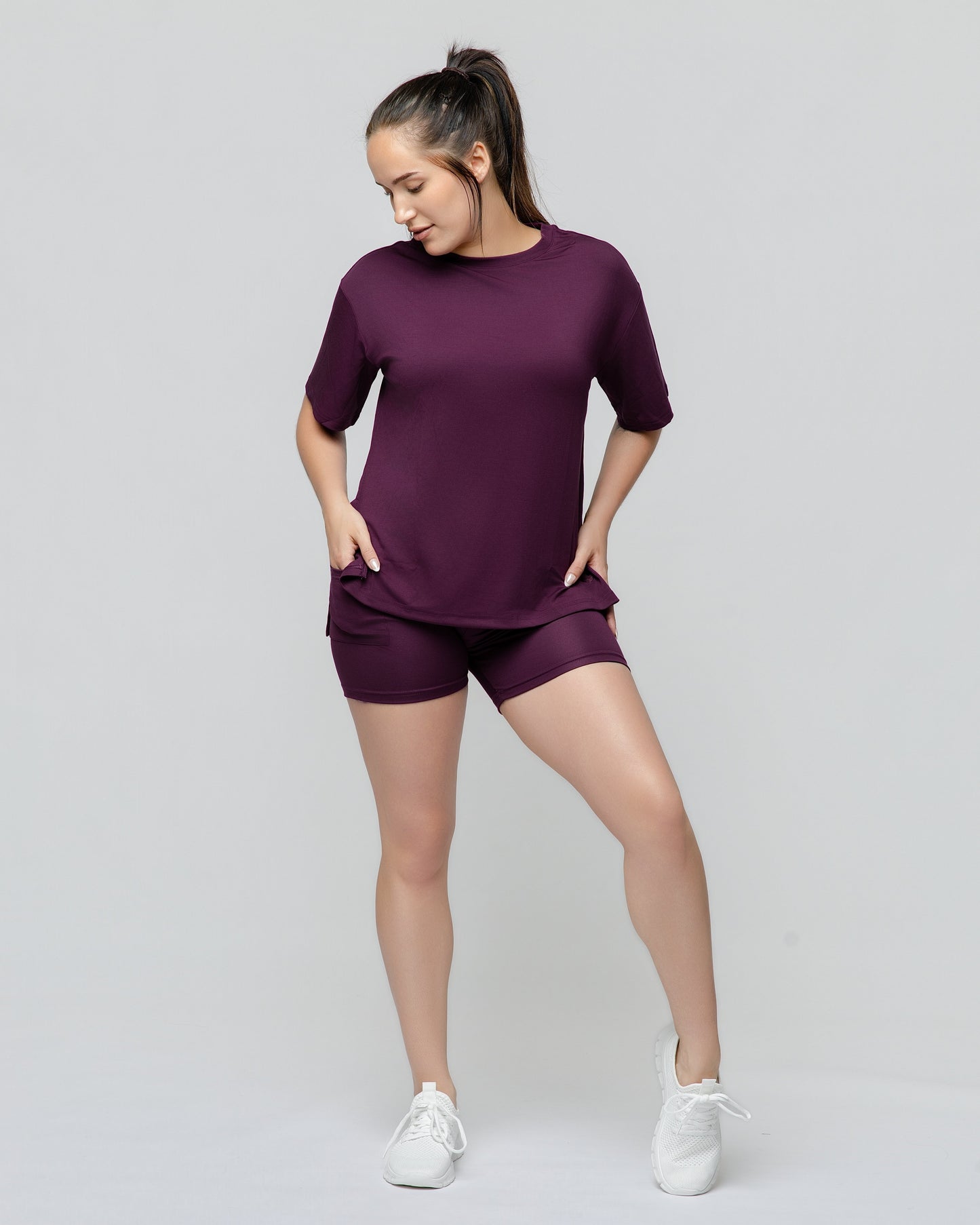 Cloud Lounge Short Set in Plum