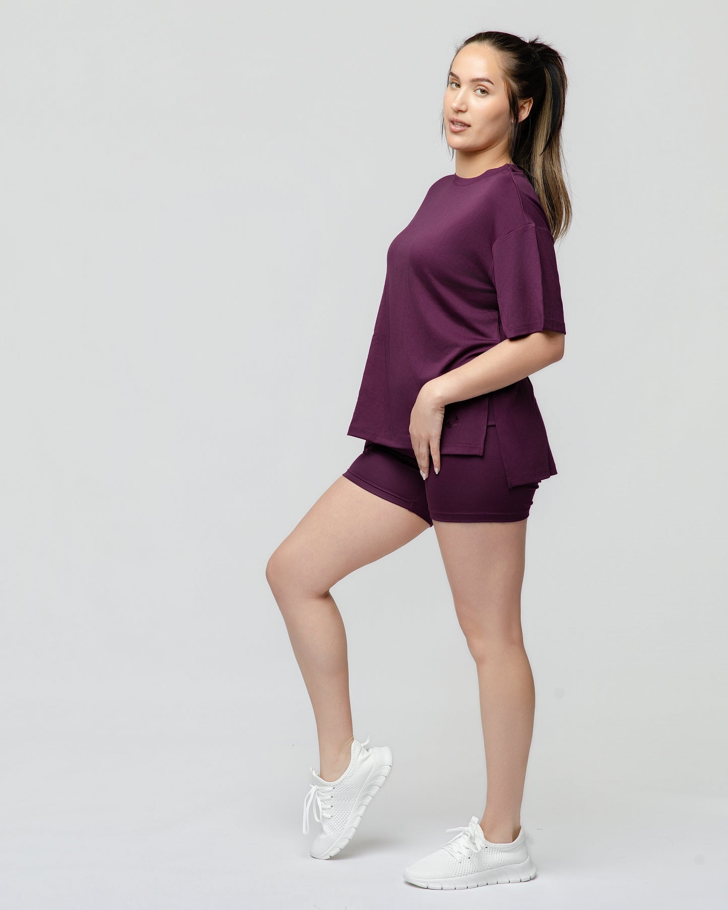 Cloud Lounge Short Set in Plum