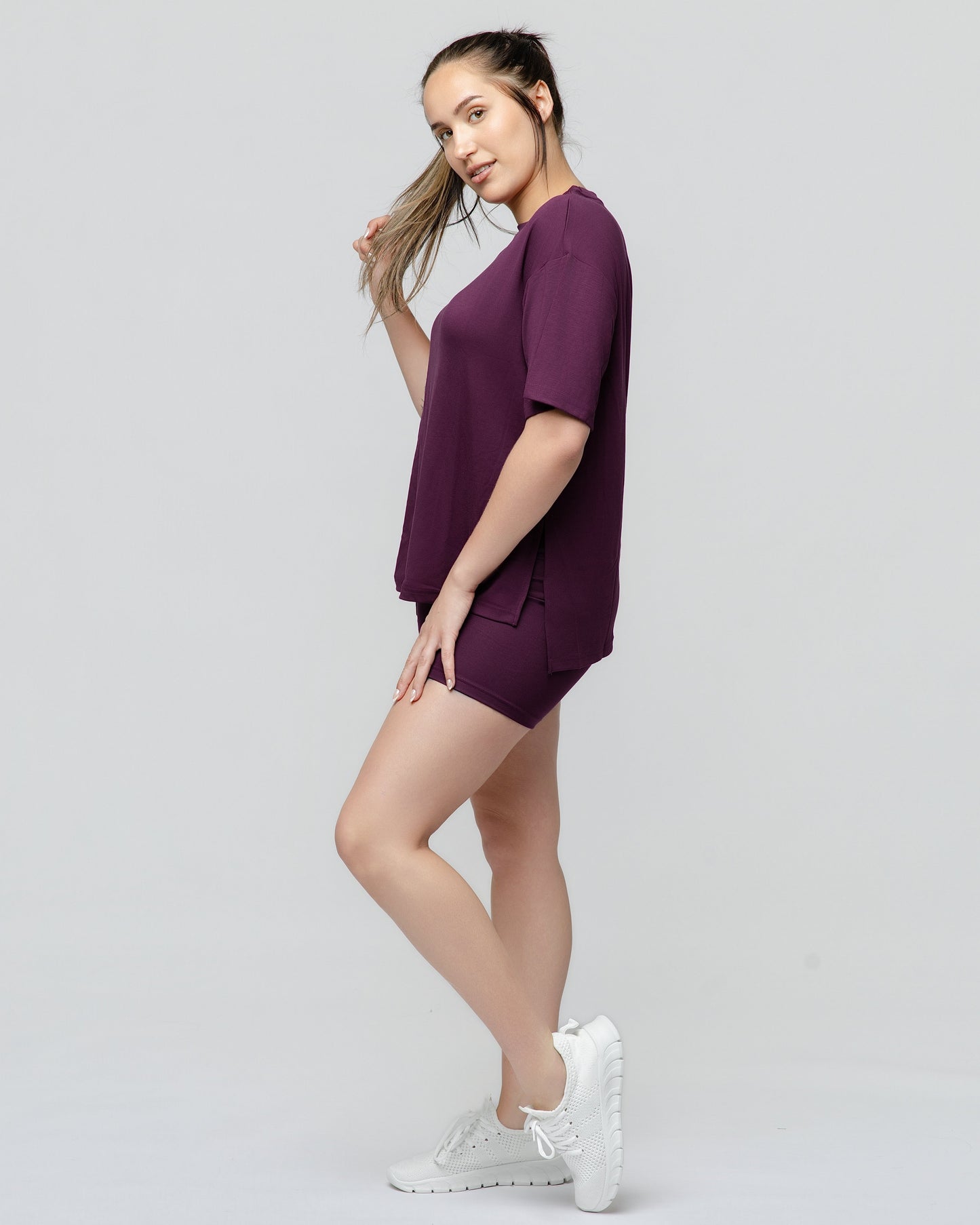 Cloud Lounge Short Set in Plum