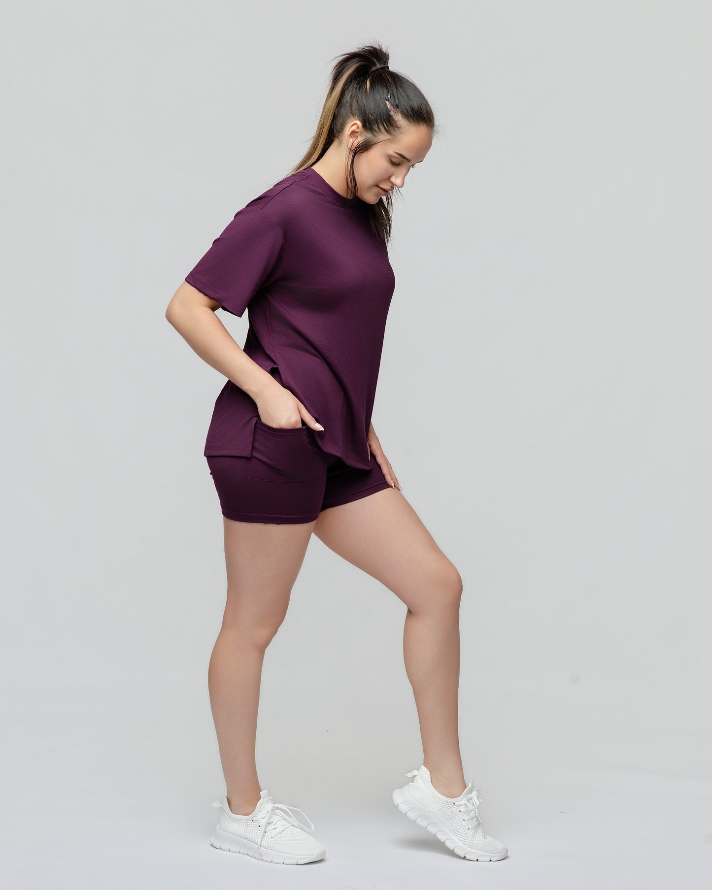Cloud Lounge Short Set in Plum