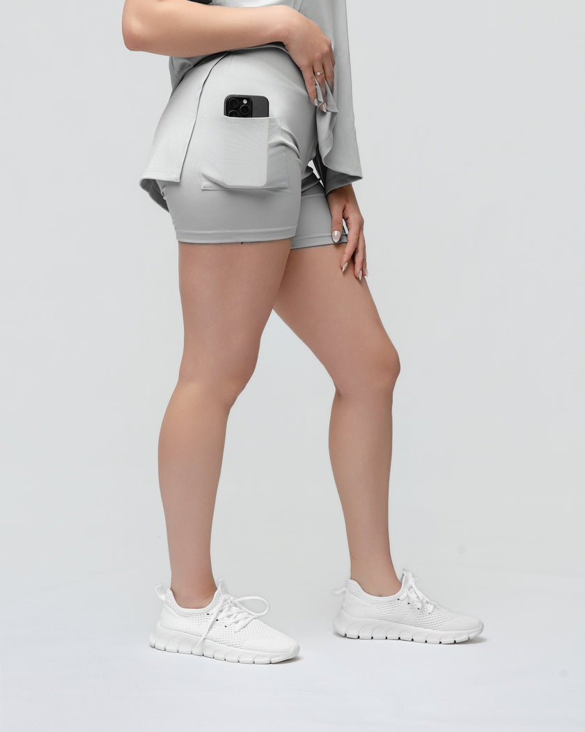 Cloud Lounge Short Set in Steel