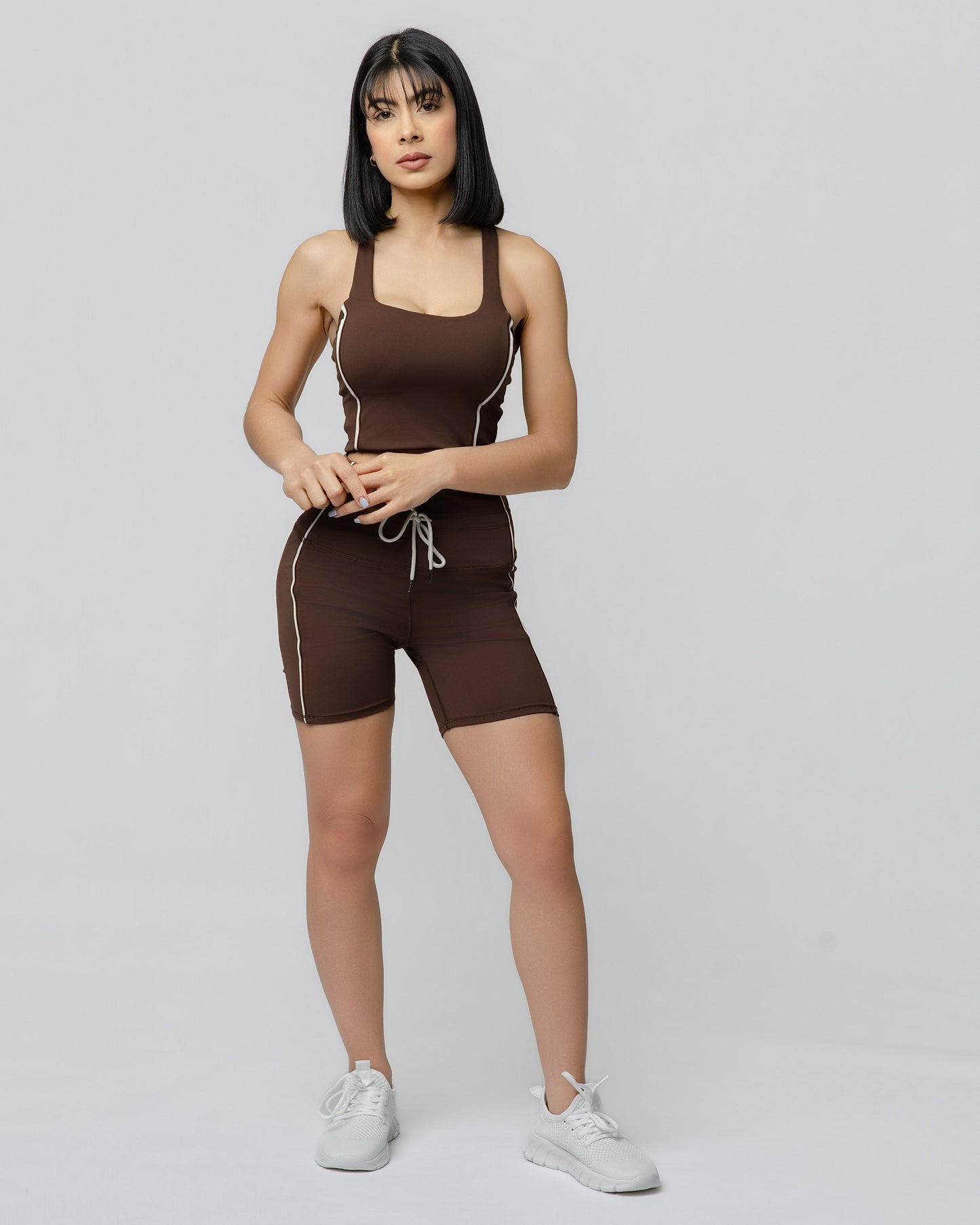 Momentum Piped Short in Brown